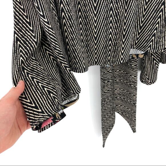 BOHO REPUBLIC Tank Tie Waist Dress Black White Chevron M/L - Picture 4 of 6